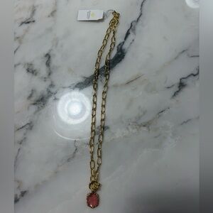 Kendra Scott Gold Necklace with Pink Pendant